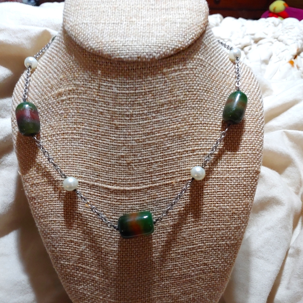 Pearl & Artisan Glass Necklace 20"